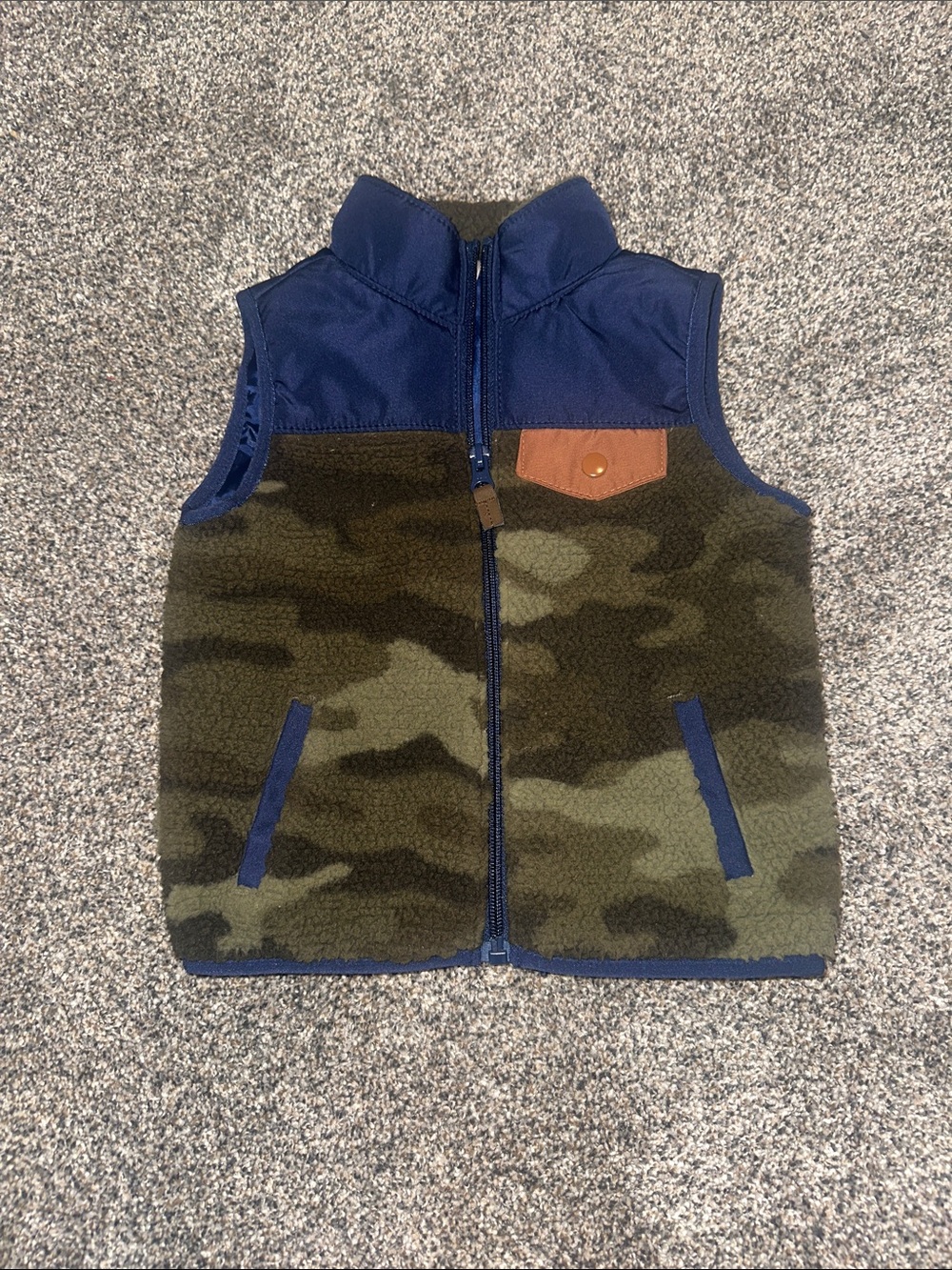 Carter's Navy & Olive Green Camo Fleece Vest